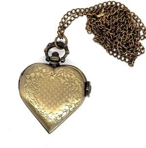 Bronze Heart Pendant Watch on Long Chain #1042